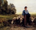 Schäferess mit ihrer Menge Leben Bauernhof Realismus Julien Dupre